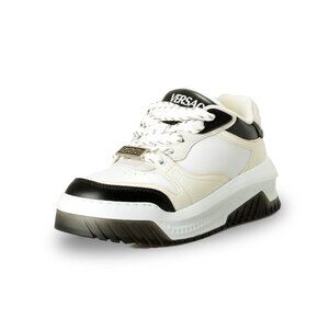 Versace Women's Leather & Suede White/ Black Sneakers Shoes US 8 IT 38